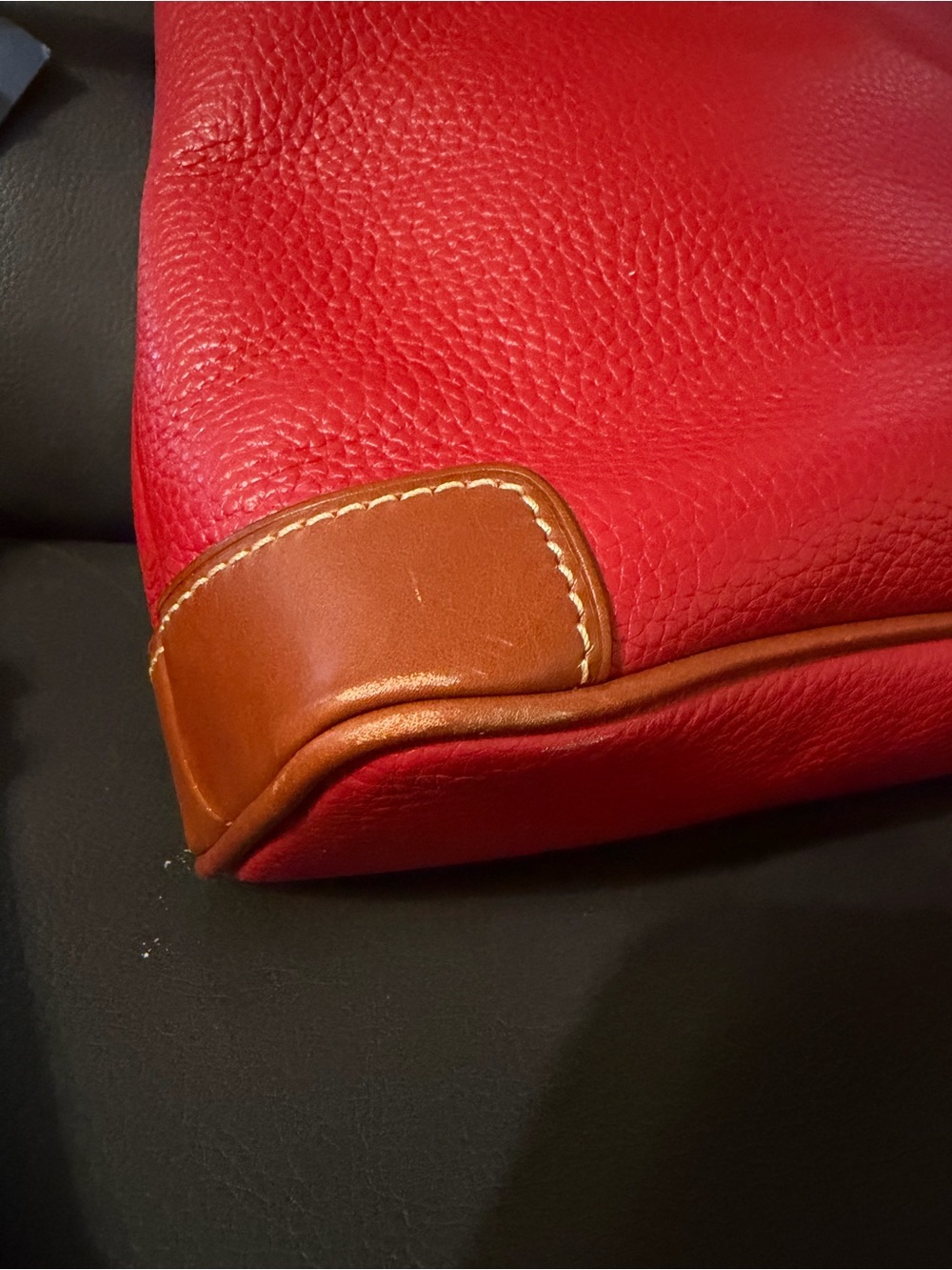 Dooney & Bourke Red Pebbled Leather Crossbody with Tan Trim NWT - Picture 5 of 14